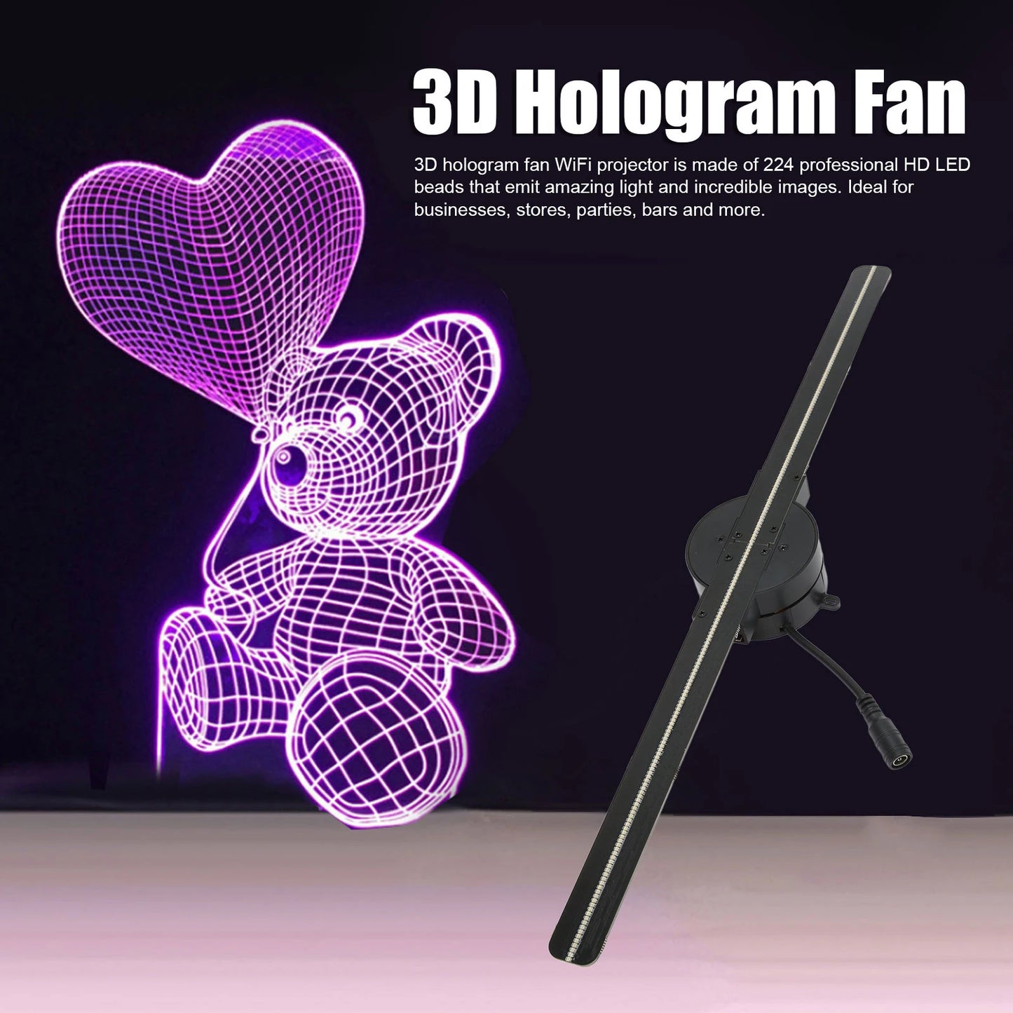 3D Hologram Fan 16.5in 2000x224